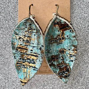 River - cork leather earrings